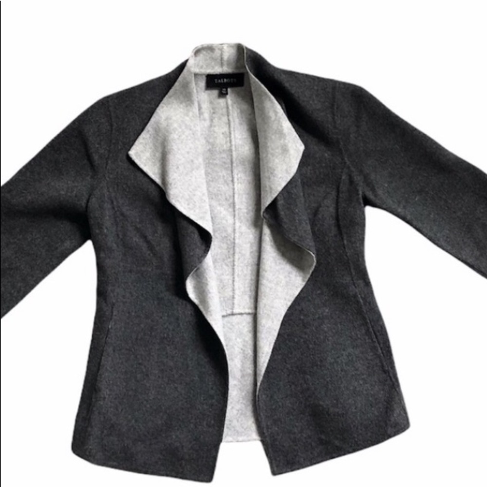 Talbots Grey Wool Blend Waterfall Cardigan Blazer